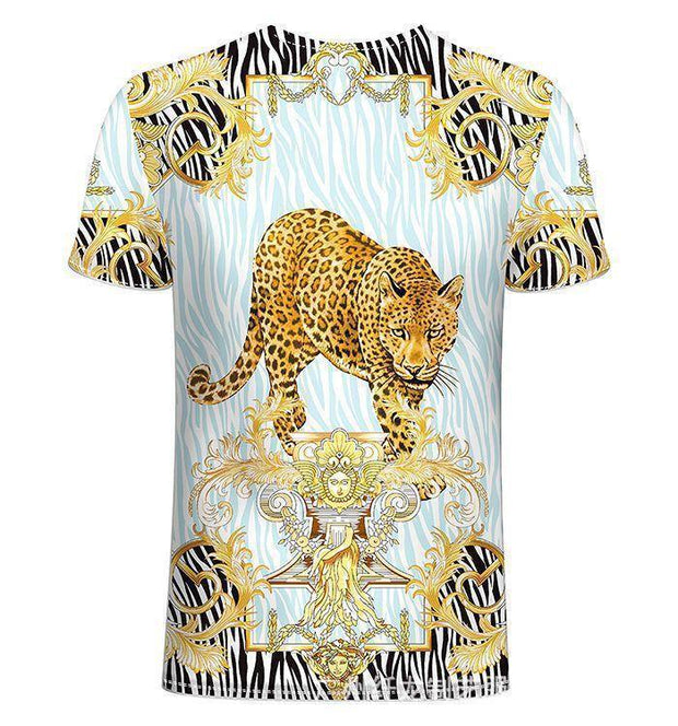 T-shirt décontracté à manches courtes et imprimé léopard pour homme