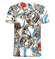 T-shirt décontracté à manches courtes et imprimé léopard pour homme