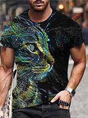 Herrn Unisex T-Shirt 3D-Druck Grafik-Drucke Tier Rundhalsausschnitt Alltag Urlaubsdruck Kurzarm Oberteile Freizeit Designer Groß und hoch Blau / Sommer 