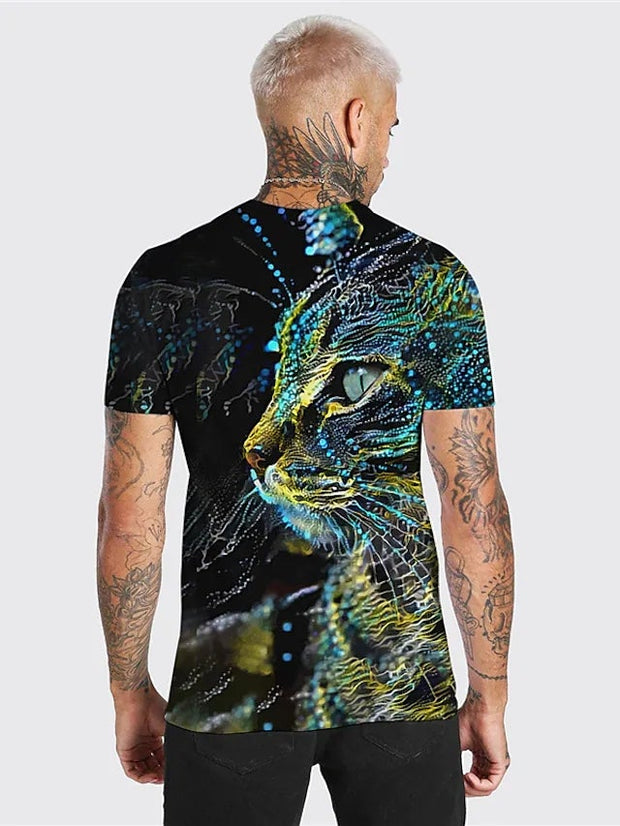 Herrn Unisex T-Shirt 3D-Druck Grafik-Drucke Tier Rundhalsausschnitt Alltag Urlaubsdruck Kurzarm Oberteile Freizeit Designer Groß und hoch Blau / Sommer 