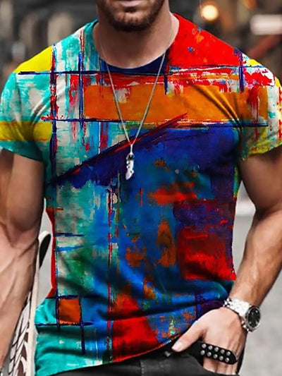 Hauts à manches courtes pour hommes avec imprimés graphiques et graffitis pour les vacances 